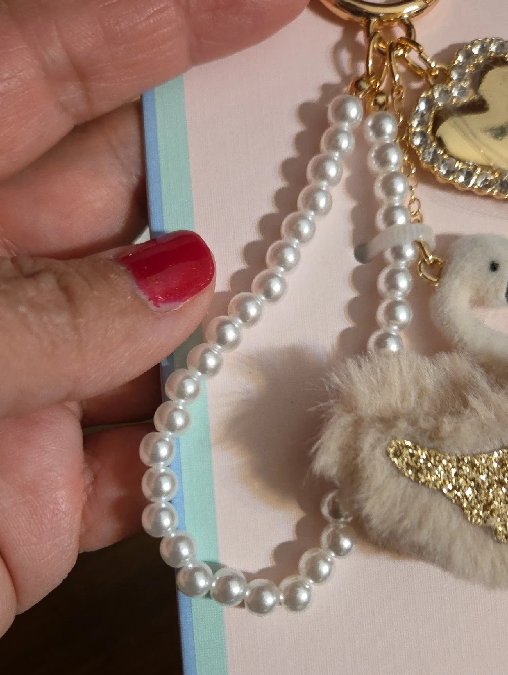 Piper K Swan Bag Charm with Pearl Accents NWOT - Picture 4 of 7